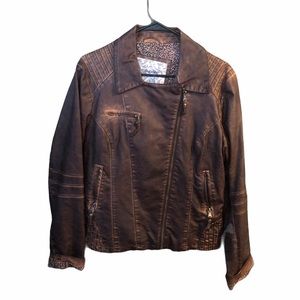 Maurices asymmetrical zip brown jacket